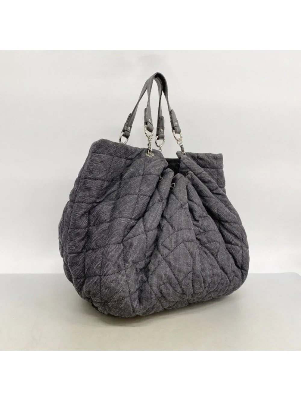 Chanel Chain Tote Coco Cabas GM Denim Black Silver
